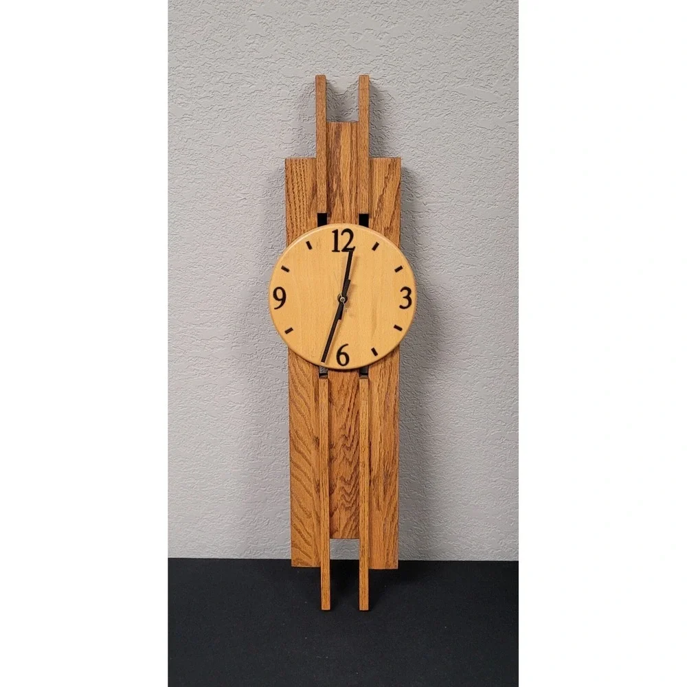 Wooden Wall Clock 26-inch Tall Wooden Wall Hanging Clock - Read As Is